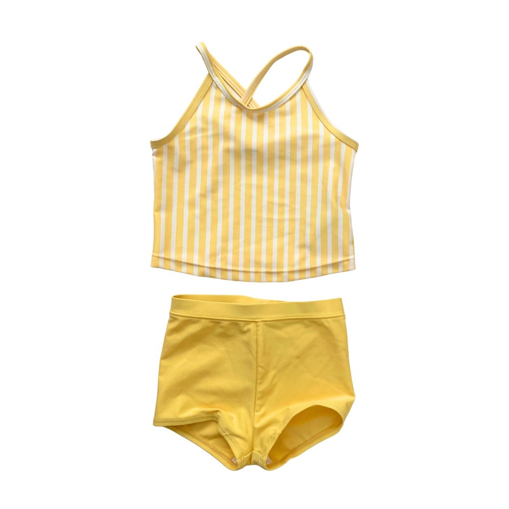 12-18 Months - Old Navy Yellow Striped Two Piece Baby Swimsuit